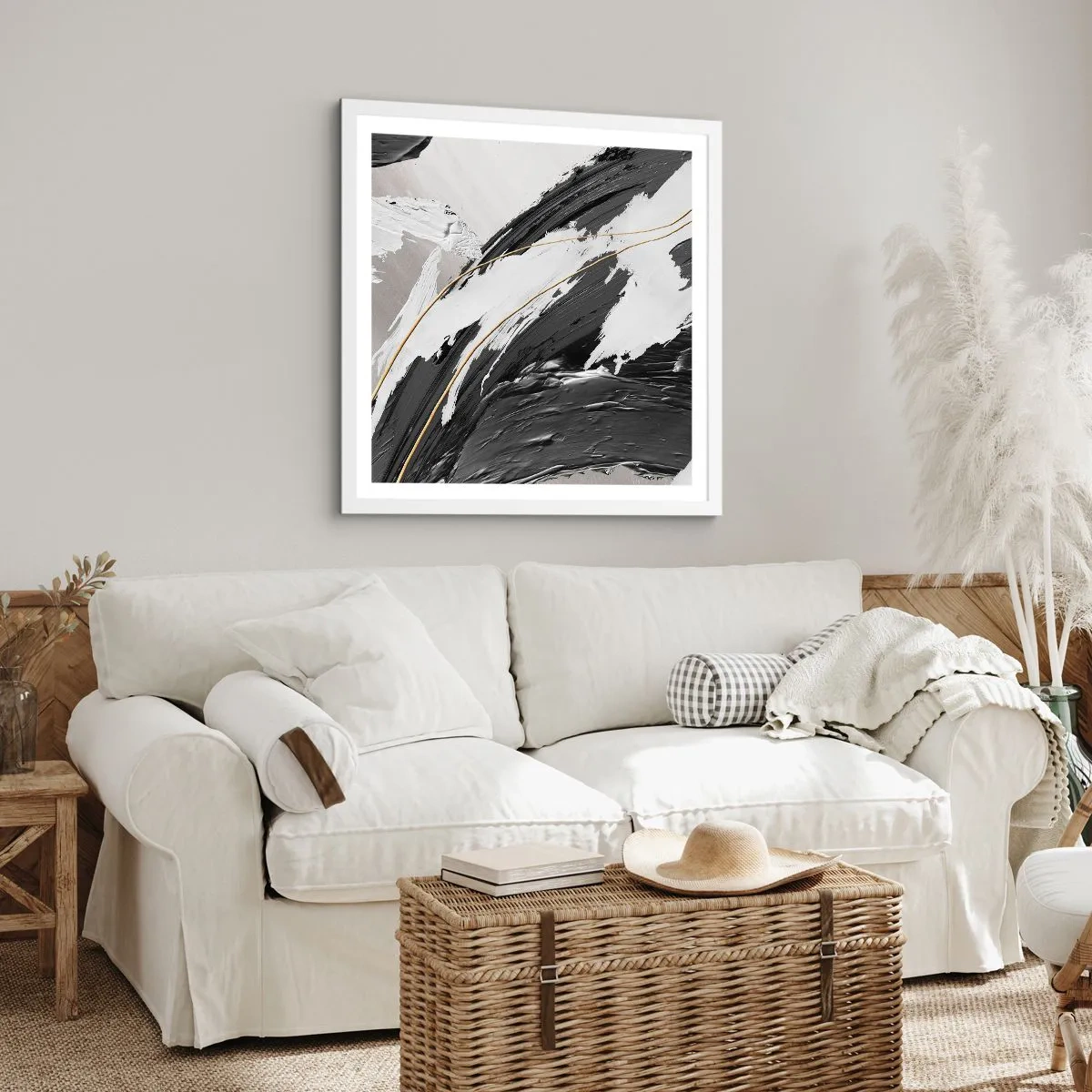 Poster in einem weißen Rahmen - Abstraktion in großem Stil - 40x40 cm