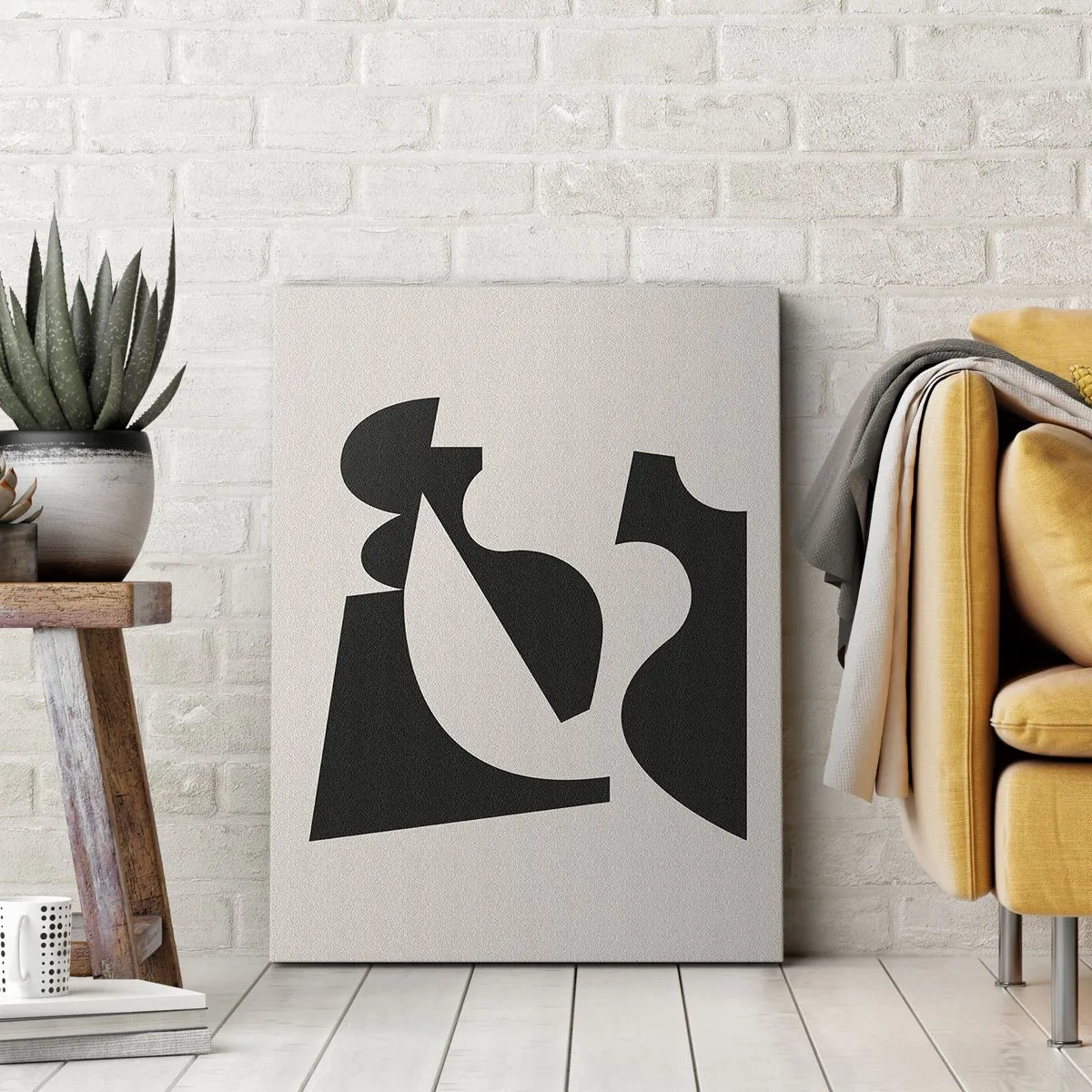 Bild auf Leinwand - Leinwandbild - Abstrakte geometrische Komposition in Schwarz und Weiß - 50x70cm - Zum Selbstbauen - Moderne Wanddekoration für Wohnzimmer und Schlafzimmer ARTTOR