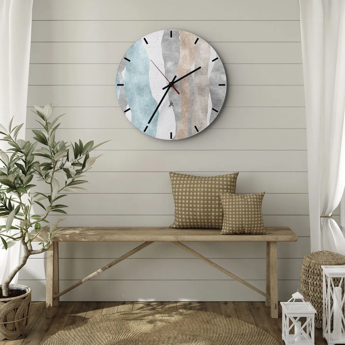 Wanduhr - Glasuhr - Abstrakte Pastellwellen auf hellem Hintergrund - 30x30cm - Studie über Nähe - Moderne Wanddekoration für Wohnzimmer, Küche und Schlafzimmer ARTTOR