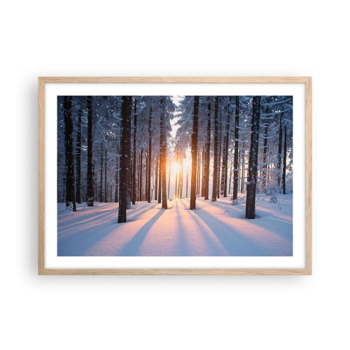 Poster in einem Rahmen aus heller Eiche - Ganz klar schwarz auf weiß - 70x50 cm