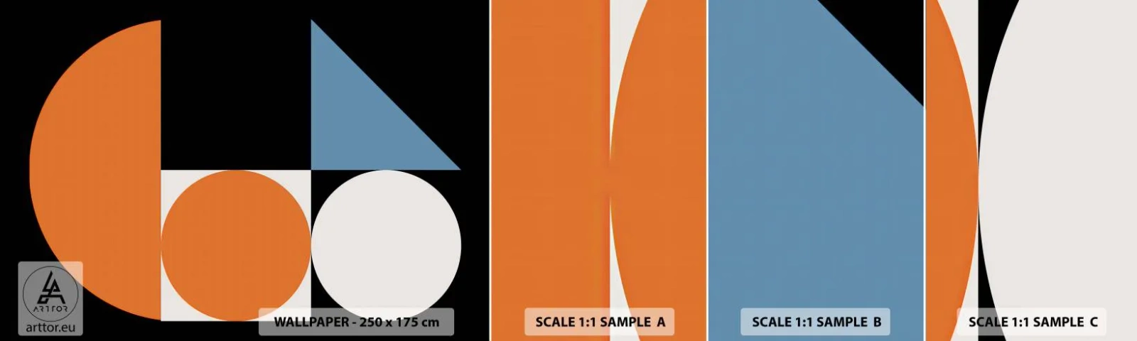 Fototapetenmuster Standard Eco - Bebilderte Anordnung - Abstraktion, Grafik, Geometrisches Muster - 100x30 cm