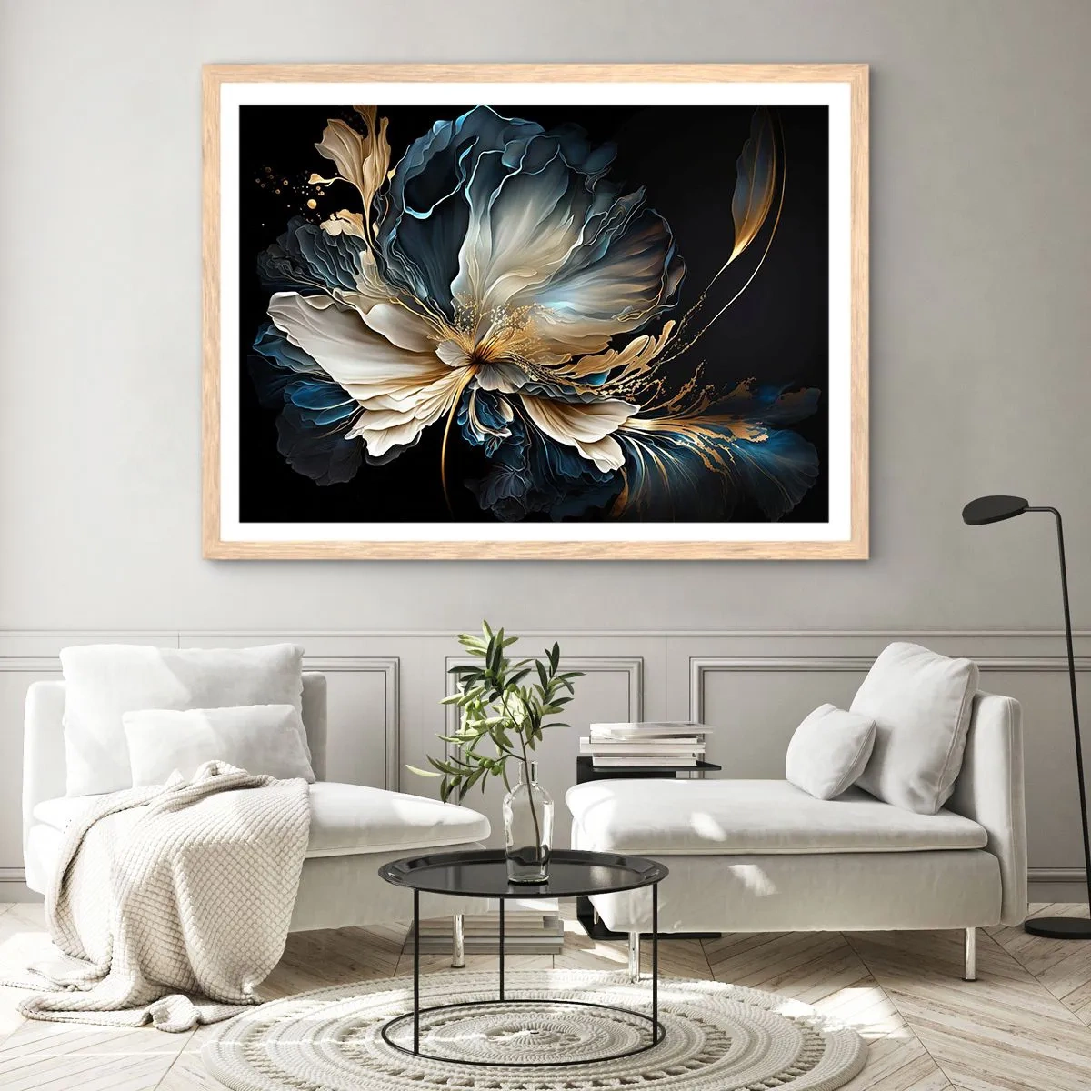 Poster in einem Rahmen aus heller Eiche - Märchenhafte Farnblume - 50x40 cm