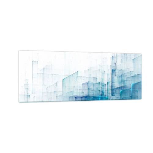 Glasbild - Bild auf glas - Abstrakte geometrische Formen in Blautönen - 140x50cm - Wie der Raum wgeschaffen urde - Moderne Wanddekoration für Wohnzimmer und Schlafzimmer ARTTOR