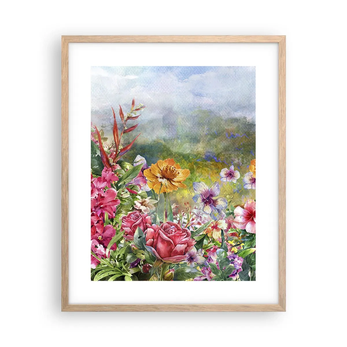 Poster in einem Rahmen aus heller Eiche - Ein Garten, der verrückt geworden ist - 40x50 cm