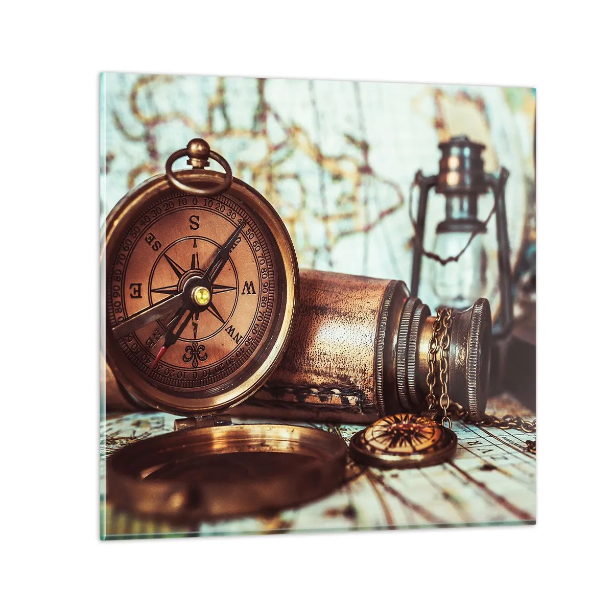 Glasbild - Bild auf glas - Ein Piratenabenteuer in der Karibik wartet - 70x70 cm