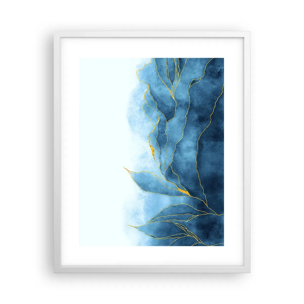 Poster in einem weißen Rahmen - Blau im Gold - 40x50 cm