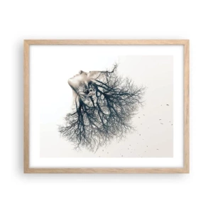 Poster in einem Rahmen aus heller Eiche - Dem Rauschen der Bäume lauschen - 50x40 cm