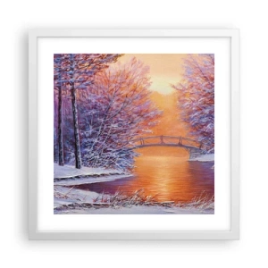 Poster in einem weißen Rahmen - Treffen wir uns hier - 40x40 cm