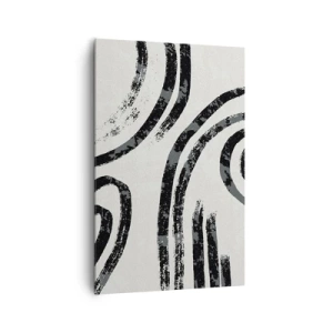 Bild auf Leinwand - Leinwandbild - Schwarz-weiße abstrakte Linien auf hellem Hintergrund - 80x120cm - Bei Hälfte angehalten - Moderne Wanddekoration für Wohnzimmer und Schlafzimmer ARTTOR
