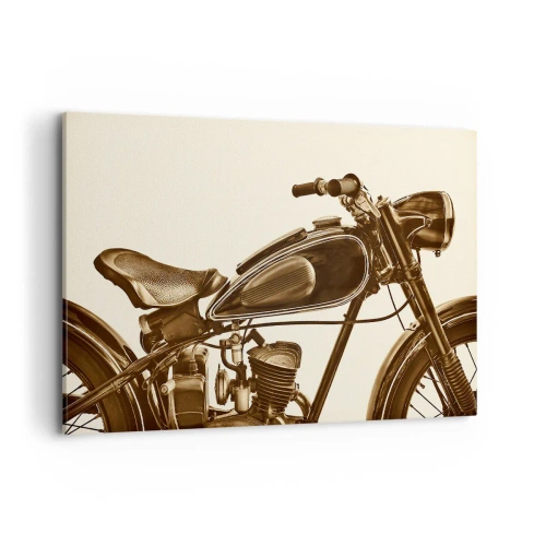 Bild auf Leinwand - Leinwandbild - Ein Vintage-Retro-Motorrad auf hellem Hintergrund - 120x80cm - Sehnsucht nach den Klassikern - Moderne Wanddekoration für Wohnzimmer und Schlafzimmer ARTTOR