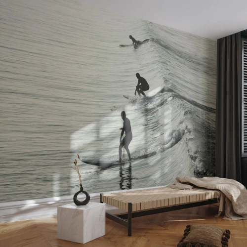 Fototapete Premium Canvas - Gegen die Welle - Surfen, Sport, Ozean - 300x210 cm