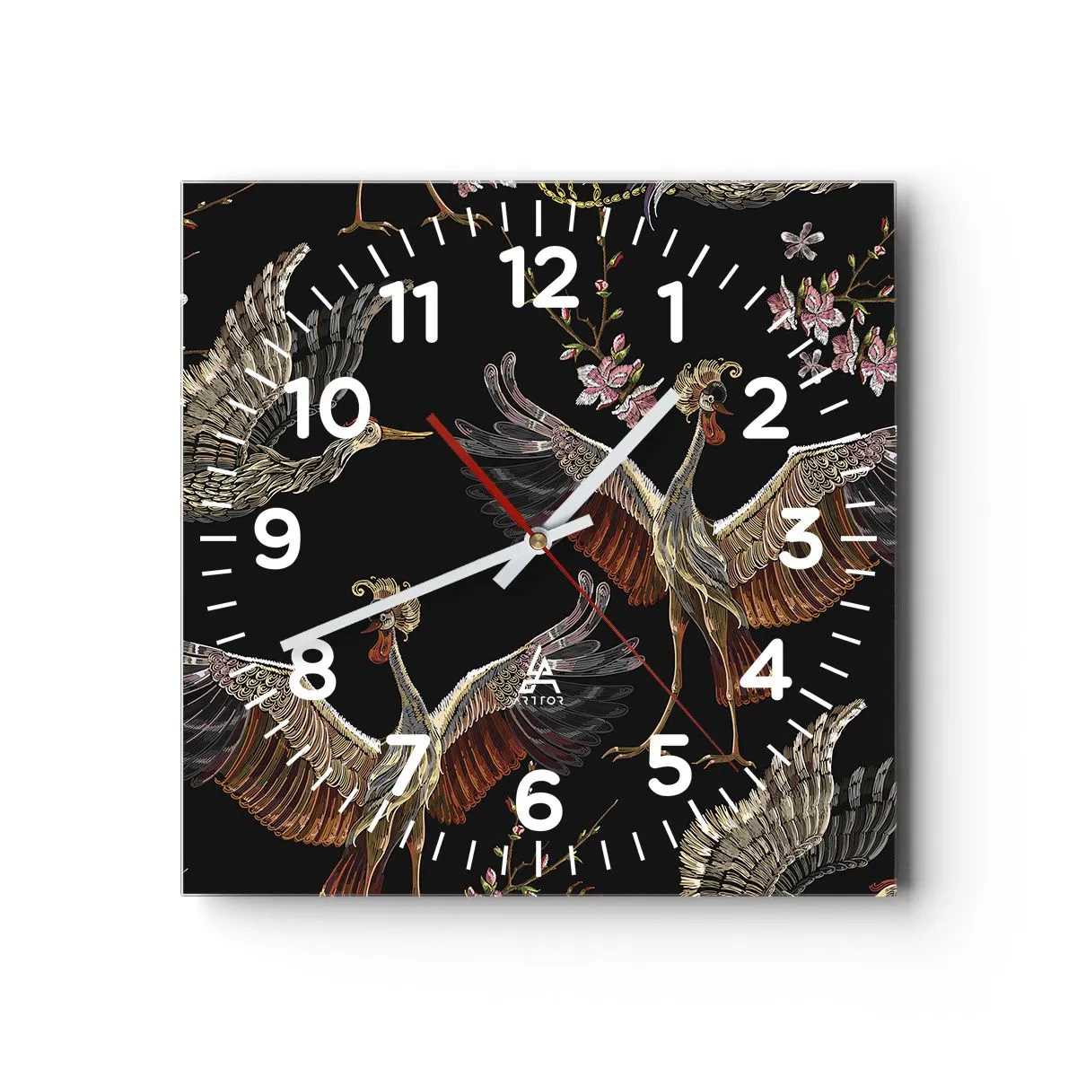 Wanduhr - Glasuhr - Märchenvogel - 30x30 cm