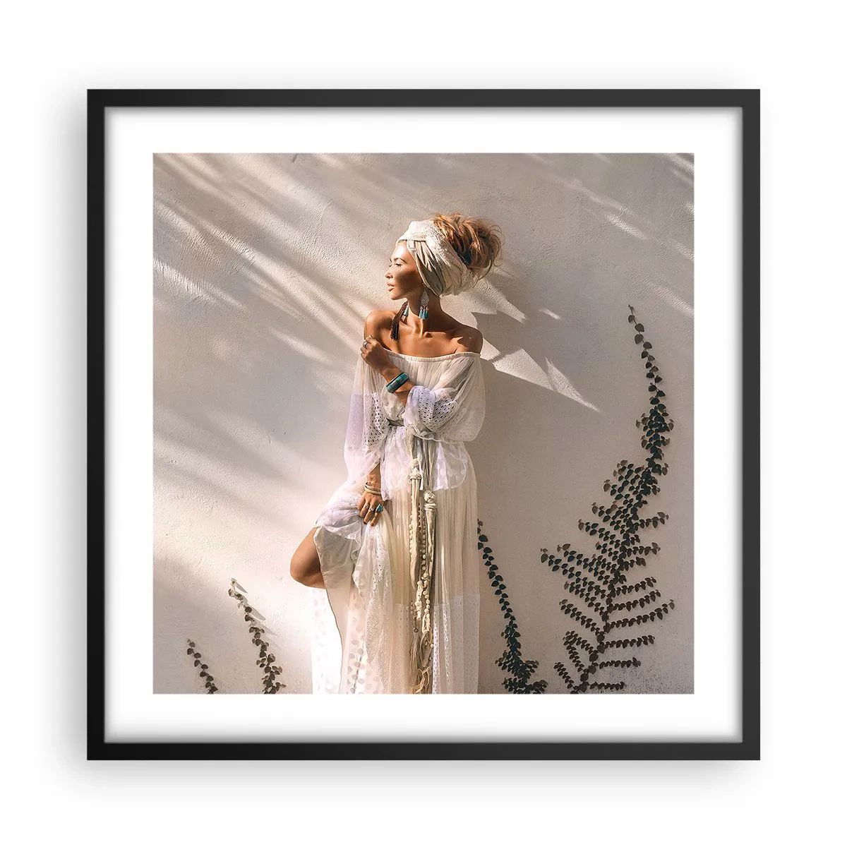 Poster in einem schwarzem Rahmen - Die Sonne und das Mädchen - 50x50 cm