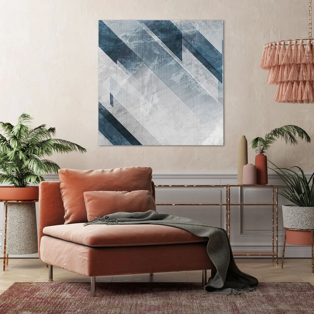 Bild auf Leinwand - Leinwandbild - Räumliche Komposition - graue Bewegung - 50x50 cm