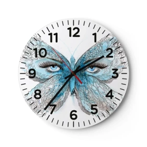 Wanduhr - Glasuhr - Eros Blaumeise - 40x40 cm