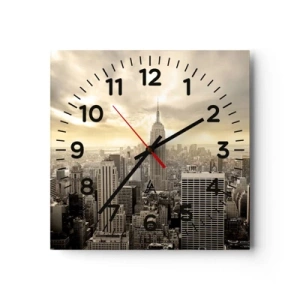 Wanduhr - Glasuhr - New York aus Grau - 40x40 cm