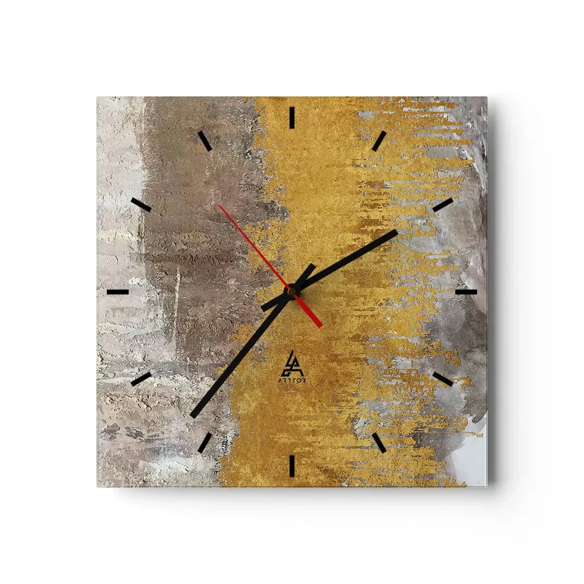 Wanduhr - Glasuhr - Abstraktes Muster in Gold und Beige - 30x30cm - Goldene Explosion - Moderne Wanddekoration für Wohnzimmer und Schlafzimmer ARTTOR
