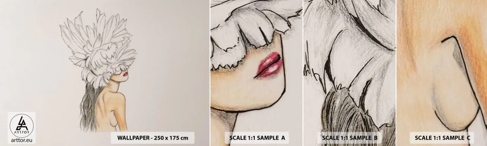 Fototapeten Muster Selbstklebend Deluxe Sticker - Gekrönte Schönheit - Abstraktion, Frau, Körper - 100x30 cm