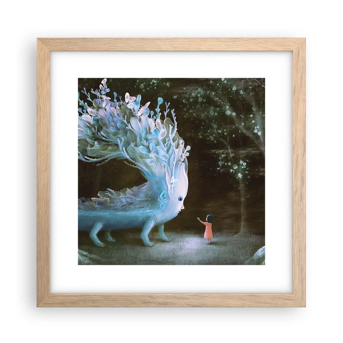 Poster in einem Rahmen aus heller Eiche - Fantastisches Treffen - 30x30 cm