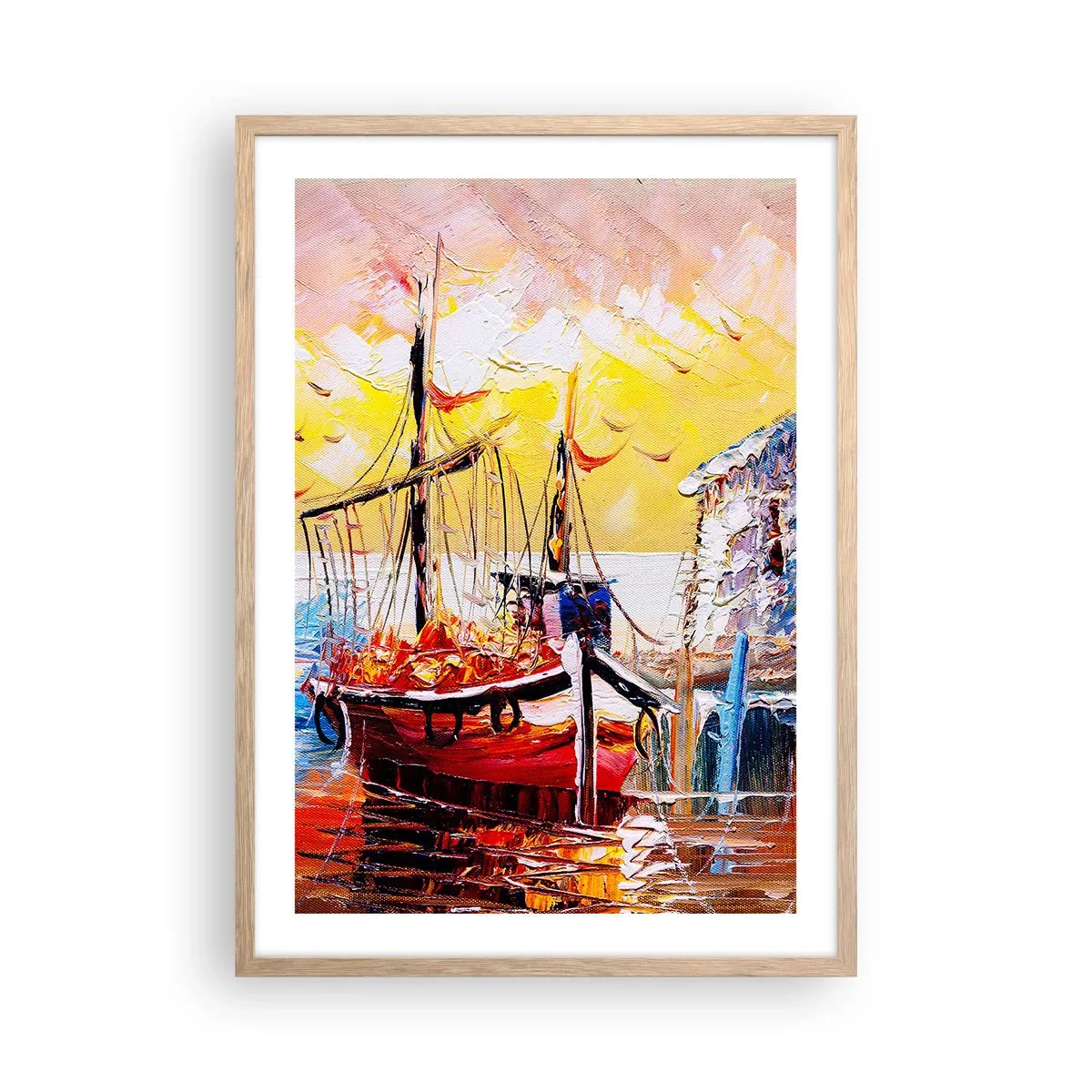 Poster in einem Rahmen aus heller Eiche - Glückliche Rückkehr - 50x70 cm