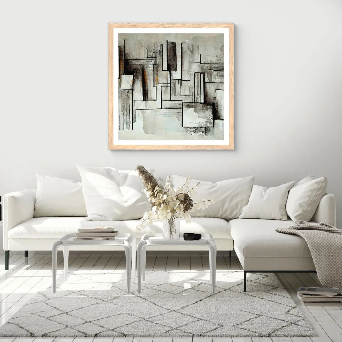 Poster in einem Rahmen aus heller Eiche - Kraft der Einfachheit - 60x60 cm