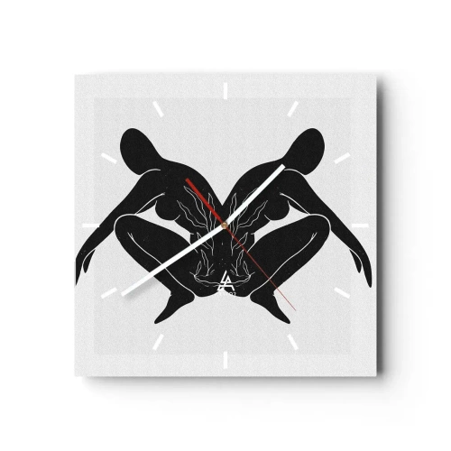 Wanduhr - Glasuhr - Gemeinsame Seele - 40x40 cm