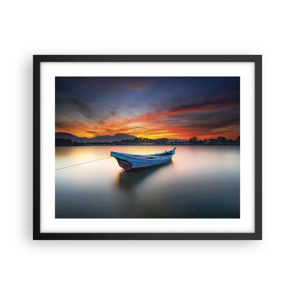 Poster in einem schwarzem Rahmen - Eine gute Nacht kommt - 50x40 cm