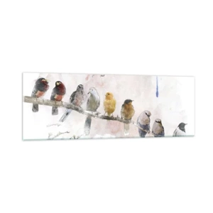 Glasbild - Bild auf glas - Geflügeltes Treffen - 90x30 cm