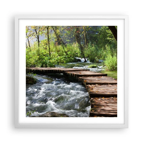 Poster in einem weißen Rahmen - Über der schaumigen Kaskade - 50x50 cm