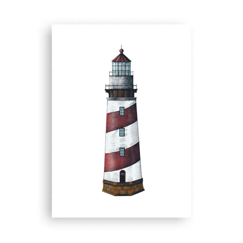Poster - Leuchtturmillustration im klassischen Stil - 50x70cm - Immer auf der Hut - Moderne Wanddekoration für Wohnzimmer und Schlafzimmer ARTTOR
