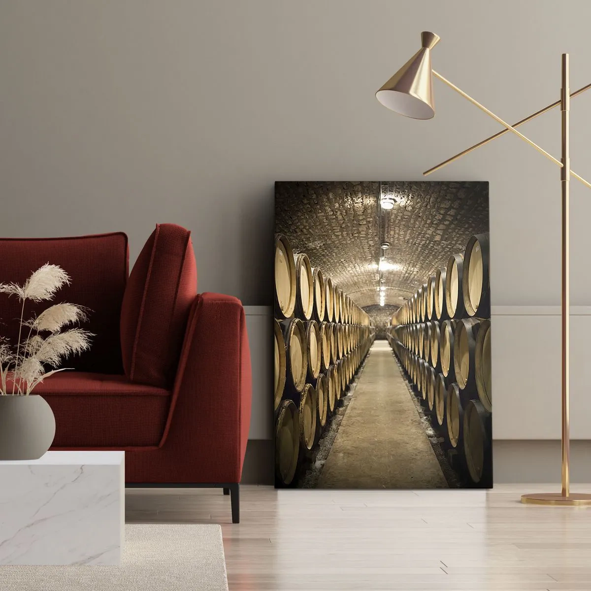 Bild auf Leinwand - Leinwandbild - In einem gemauerten Keller - 45x80 cm