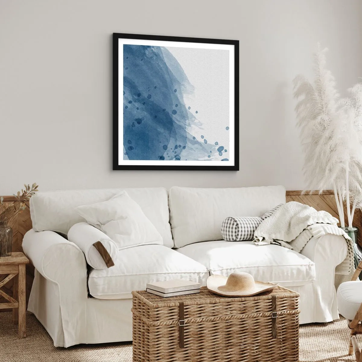 Poster in einem schwarzem Rahmen - Blauer Tüll - 40x40 cm