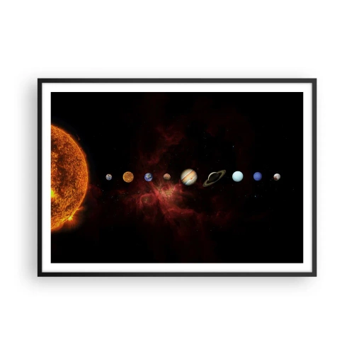 Poster in einem schwarzem Rahmen - Das Sonnensystem mit Planeten vor dem Hintergrund des Weltraums - 100x70cm - Unsere Nachbarschaft - Moderne Wanddekoration für Wohnzimmer und Schlafzimmer ARTTOR