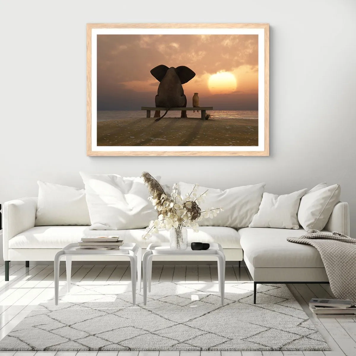 Poster in einem Rahmen aus heller Eiche - Es tut gut zusammen zu schweigen - 40x30 cm