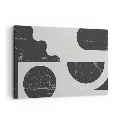 Bild auf Leinwand - Leinwandbild - Geometrische Muster in Schwarz- und Grautönen - 120x80cm - Komposition oben und unten - Moderne Wanddekoration für Wohnzimmer und Schlafzimmer ARTTOR