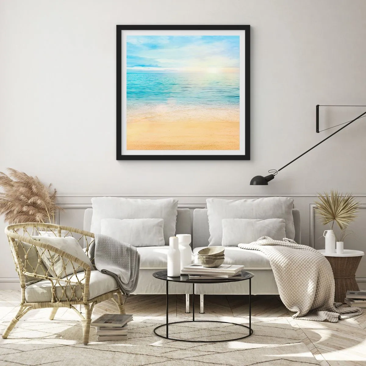 Poster in einem schwarzem Rahmen - Großes Blau - 40x40 cm