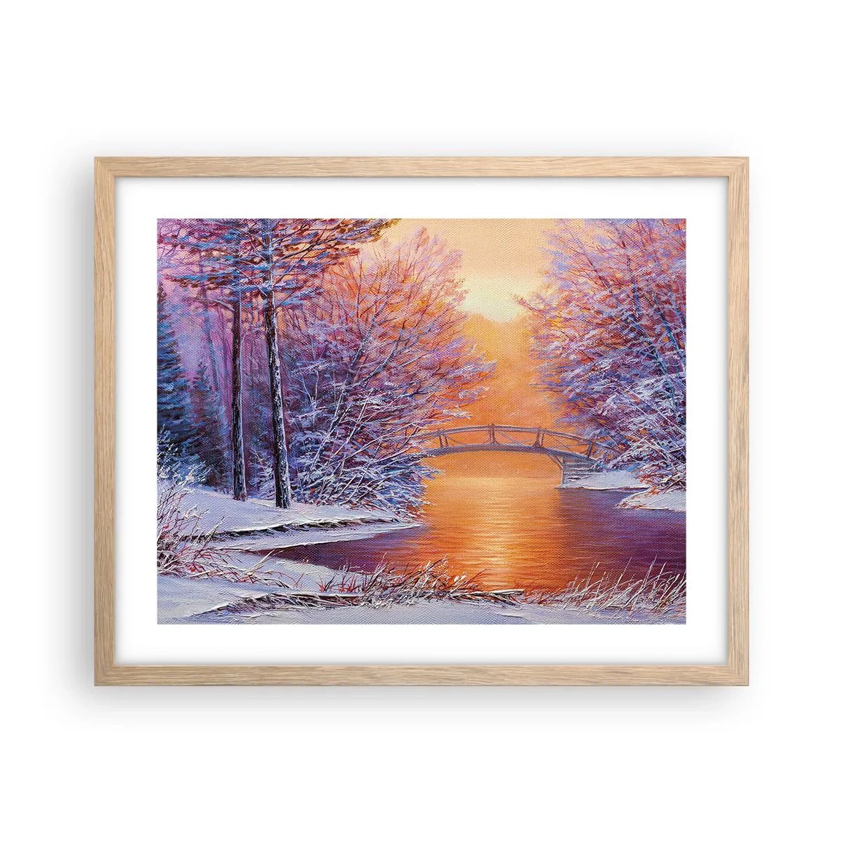 Poster in einem Rahmen aus heller Eiche - Treffen wir uns hier - 50x40 cm