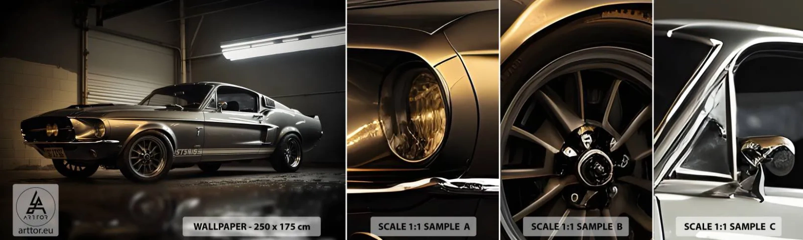 Fototapeten Muster Selbstklebend Deluxe Sticker - Zurück in die Vergangenheit - Sportwagen, Retro, Klassisch - 100x30 cm