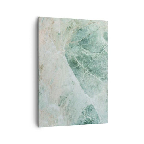 Bild auf Leinwand - Leinwandbild - Grüner Marmor mit zarten weißen Adern - 50x70cm - Edle Kälte des Steins - Moderne Wanddekoration für Wohnzimmer und Schlafzimmer ARTTOR