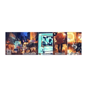 Fototapeten Muster Selbstklebend Deluxe Sticker - Und die Stadt ist wach - Stadt, Menschen, Die Architektur - 100x30 cm