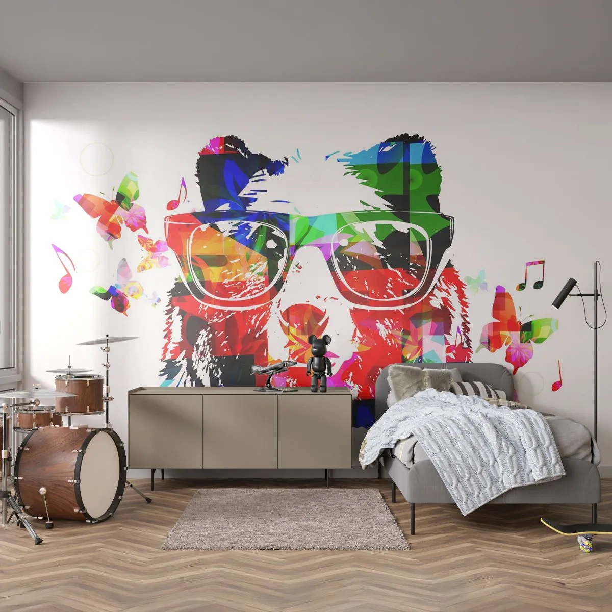 Selbstklebende Fototapete Deluxe Sticker - Ich mag! - Abstraktion, Tragen, Gläser - 350x256 cm