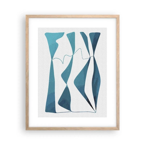 Poster in einem Rahmen aus heller Eiche - Abstraktion: türkisfarbene Verbindung - 40x50 cm