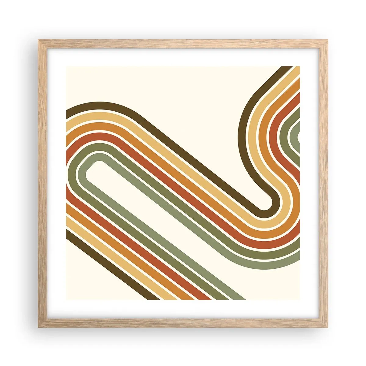 Poster in einem Rahmen aus heller Eiche - Zickzack zum Ziel - 50x50 cm