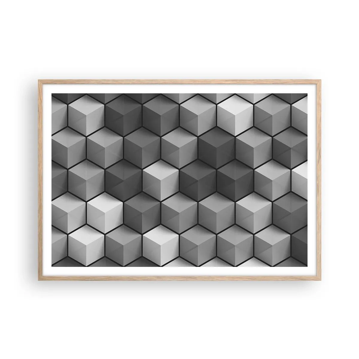 Poster in einem Rahmen aus heller Eiche - Kubistisches Puzzle - 100x70 cm