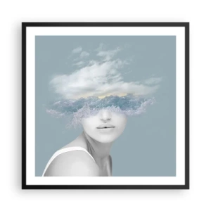 Poster in einem schwarzem Rahmen - Mit dem Kopf in den Wolken - 60x60 cm
