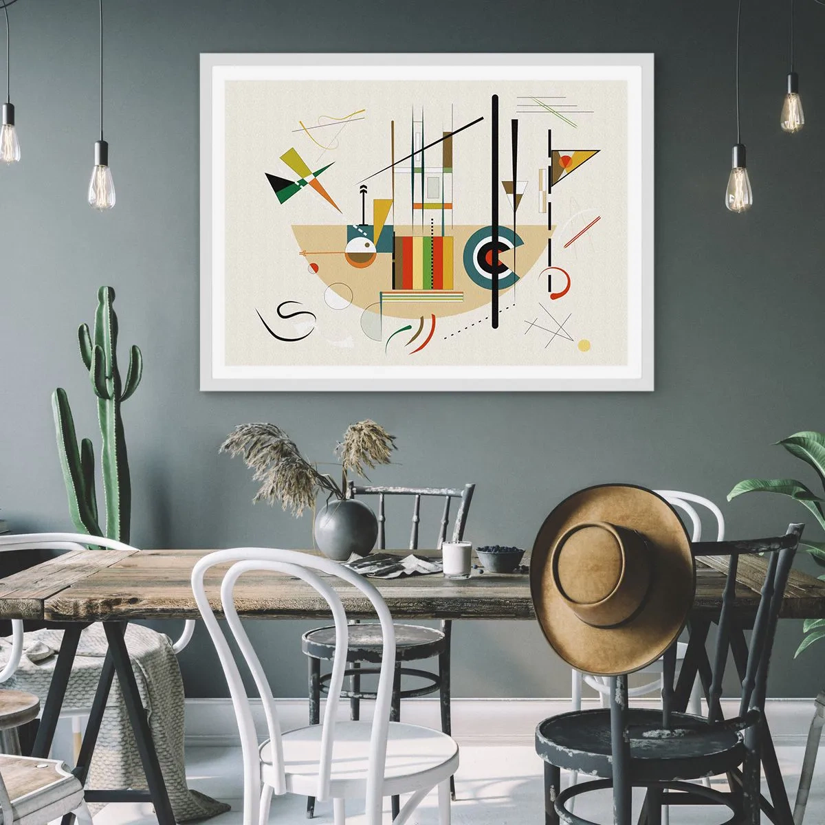 Poster in einem weißen Rahmen - Und die Welt lacht - 50x40 cm