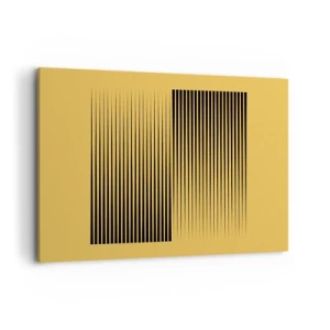 Bild auf Leinwand - Leinwandbild - Vertikale schwarze Linien auf gelbem Hintergrund - 100x70cm - Quadratur der Gegensätze - Moderne Wanddekoration für Wohnzimmer und Schlafzimmer ARTTOR
