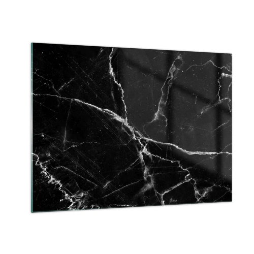 Glasbild - Bild auf glas - Schwarze Marmoroberfläche mit hellen Adern - 70x50cm - Geheimleben des Steins - Moderne Wanddekoration für Wohnzimmer und Schlafzimmer ARTTOR