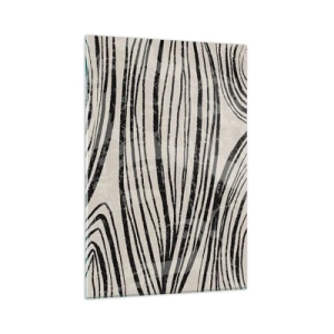 Glasbild - Bild auf glas - Abstrakte Wellen in Schwarz-Weiß-Tönen - 80x120cm - Linienpool - Moderne Wanddekoration für Wohnzimmer und Schlafzimmer ARTTOR