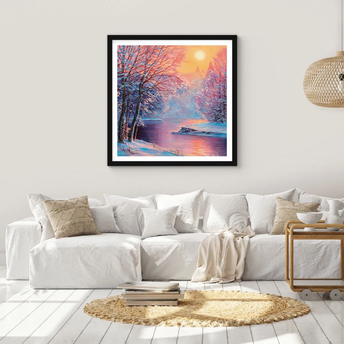 Poster in einem schwarzem Rahmen - Die Farben des Winters - 30x30 cm